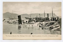 Canton Steamer San Cheong at Wharf Sunk By Typhoon 18 September 1906 RPPC - £31.58 GBP