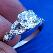 Earth mined Diamond Deco Engagement Ring 1.39 carat Vintage Platinum Solitaire 7 - $264,473.78 MXN