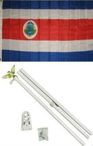 3x5 Costa Rica Flag White Pole Kit Set PREMIUM Vivid Color and UV Fade BEST Gard - £23.63 GBP