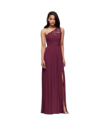 David&#39;s Bridal Maroon Floral Lace Long Dress Size 8 - $1,227.75 MXN