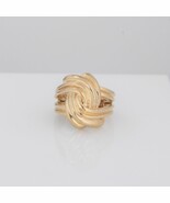 14K Retro Modern Vintage Dome Twist Knot Ring Polished Yellow Solid Gold - $806.38 CAD