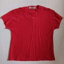 Jacobson’s Red Silk Blouse Sz. 12 Short Sleeve Pullover Round Neck Butto... - $363.73 MXN