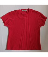 Jacobson’s Red Silk Blouse Sz. 12 Short Sleeve Pullover Round Neck Butto... - $363.73 MXN