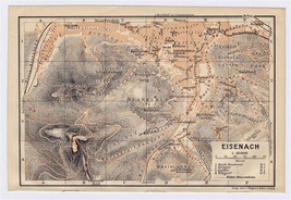 1904 Antique Original City Map Of Eisenach / Thuringia / Thüringen / Germany - £15.08 GBP