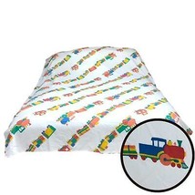 Vintage Childrens Top Bed Sheet Brightly Colored Choo Choo Train Twin Bed 80s 90 - £23.37 GBP