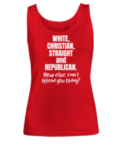 Funny TankTop White Christian Straight and Republican Red-W-TT  - £15.68 GBP