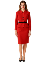 Kate Middleton Inspired Red Peplum Jacket and High Waisted Pencil Skirt ... - $119.99