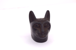 Carved Black Stone Egyptian Bastet Cat Head Figurine - £31.64 GBP