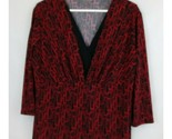 Investments Women&#39;s Red &amp; Black 3/4 Sleeve Blouse Size Large - $14.54