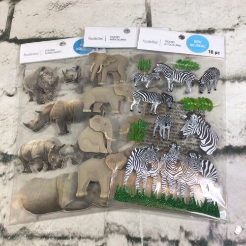 Primary image for Scrapbooking Stickers Autocollants Wildlife Animals Rhinos Zebras Elephants Lot