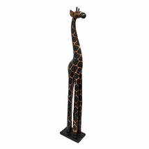 Zeckos 39 Inch Hand Carved Wooden Giraffe Sculpture Safari Home Decor Fi... - $54.39
