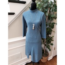 Cato Sweater Dress Women Large Blue Striped Lined Long Sleeve Mock Neck Back Zip - $27.72