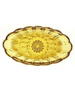 Amber Oval Tray W/Starburst Pattern and Scalloped Rim Amber 7 1/4&quot; x 4&quot; ... - £10.97 GBP