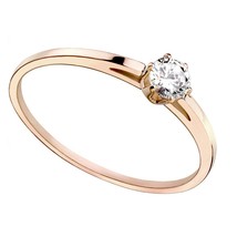 Minimalist Solitaire Ring Rose Gold PVD Plate Surgical Stainless Steel Promise - £7.94 GBP