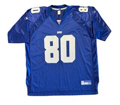 Vintage NEW YORK GIANTS #80 JEREMY SHOCKEY Size 2XL Blue Jersey NFL  Reebok Mens - $42.74