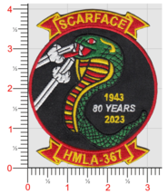 MARINE CORPS HMLA-367 SCARFACE 80TH ANNIVERSARY EMBROIDERED HOOK &amp; LOOP ... - £27.81 GBP