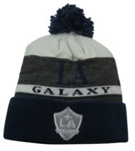 LA Galaxy adidas MLS Striped Tonal Team Logo Soccer Pom Knit Winter Hat  - £16.45 GBP