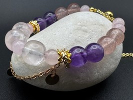Handcrafted Natural Crystal Bracelet Strawberry Quartz and Rose Quartz - $19.76