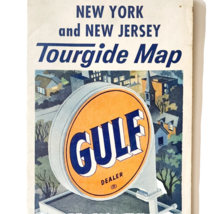 1960-70s Gulf Tourgide Map NY NJ Highways Roads Folding Vintage 25.5 x 3... - $29.99