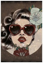Glam Sexy Red Heart Sunglasses Woman Fine Lowbrow Art Print Amy Dowell 18X12 NWT - £15.18 GBP