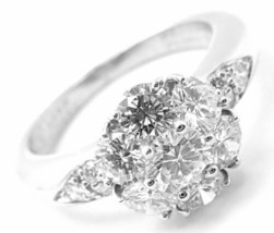 Authentic! Van Cleef &amp; Arpels Platinum Diamond Fleurette Flower Ring - £6,471.41 GBP