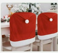 NEW! RED SANTA HAT Christmas Chair Covers (set of 4) Dress Up Backs Of Chairs ! - £13.43 GBP