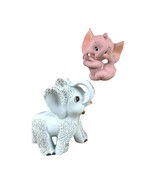 Vintage MCM Ceramic Elephants – Pink &amp; Blue Pair Japan Kitschy Nursery D... - $23.75