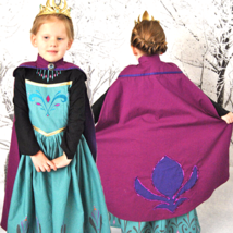 Frozen Queen Elsa Coronation Gown Dress Costume with Pink Cape - £14.41 GBP