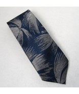 Oscar De La Renta Studio Neck Tie Tropical Silk Blend Navy Blue Silver F... - £14.38 GBP