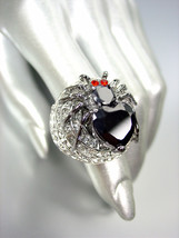 STUNNING Chunky 18kt White Gold Plated Black CZ Crystals Black Widow Spi... - $29.99