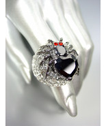 STUNNING Chunky 18kt White Gold Plated Black CZ Crystals Black Widow Spi... - £23.96 GBP