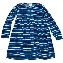 Hanna Andersson Blue Multi-Stripe Velveteen Dress Sz 6-7 Girls - £11.33 GBP