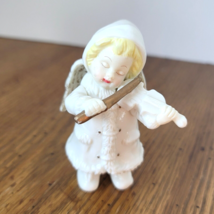 Angel Playing Violin Grandeur Noel Porcelain 3.5&quot; Tall Christmas Figurine - £5.41 GBP