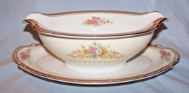 HTF Noritake &quot;Rose Pattern&quot; Gravy Boat w/underplate-Japan-red, gold flor... - $41.73