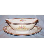 HTF Noritake &quot;Rose Pattern&quot; Gravy Boat w/underplate-Japan-red, gold flor... - $54.88 CAD