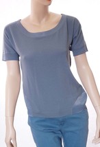 Lacoste SF6378 Women Titane Short Sleeve Mixed Media Scoopneck Top Shirt 36 4 XS - £26.85 GBP