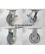 5&quot; x 2&quot; Swivel Caster w/ Brk Thermoplastic Rubber Wheel &amp;Rigid 350lb Ea ... - €42,57 EUR