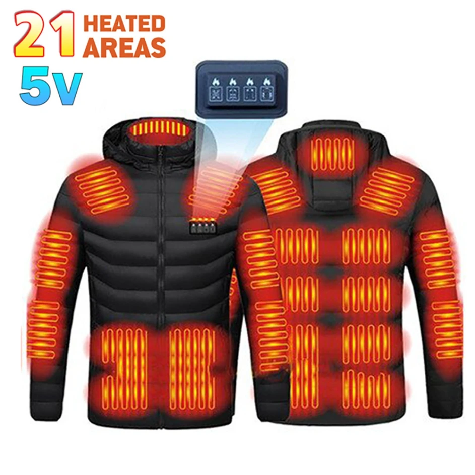 Man Black Winter Heated Jacket Women&#39;s Warm Vest USB Heater Men&#39;s Autumn Heating - £34.29 GBP+