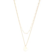 New Pearl Disc Metal Layered Necklace-(18in) - $12.87
