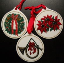 Sears Roebuck and Company Christmas Ornament Set of Three Disk Style Ori... - £7.18 GBP