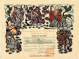 1959 Japan Airlines Proclamation of the Seven Deities of Good Fortune Ju... - $77.22