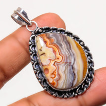 Crazy Lace Agate Gemstone Handmade Wedding Gift Pendant Jewelry 2.20&quot; SA 391 - £3.18 GBP