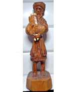 Vintage Israel Figurine Hand Carved Quality Wood Rabbi Holding Torah 8” - $23.83