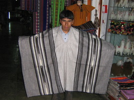 Peruvian Poncho,outerwear, alpaca wool, grey coat - $196.00