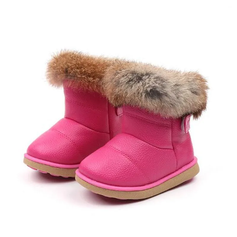 Snow boots for girls boys winter children plush rabbit fur soft bottom toddler s cotton thumb200