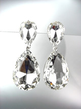 GLITZY Clear Czech Crystals Bridal Queen Pageant Prom Earrings 2631 - £19.76 GBP