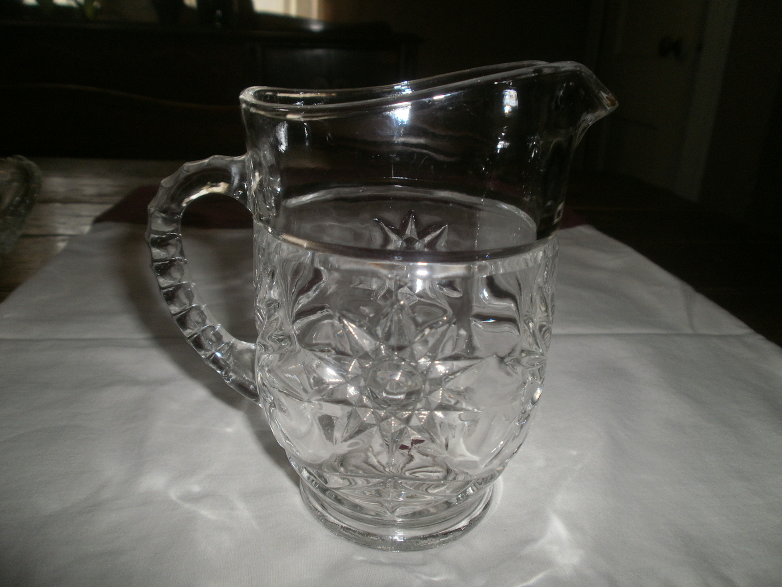Glass Milk Pitcher Star of David  - $5.00