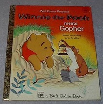 Walt Disney Winnie the Pooh Meets Gopher Vintage Little Golden Book - £4.71 GBP
