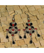 Belly dancel Earrings - Red and Black Earrings - Enamel earrings - Earrings - $355.68 MXN
