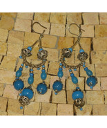 Trquoise Bohemian Chandelier Earrings -Turquoise Earrings - Dangle earri... - $355.68 MXN
